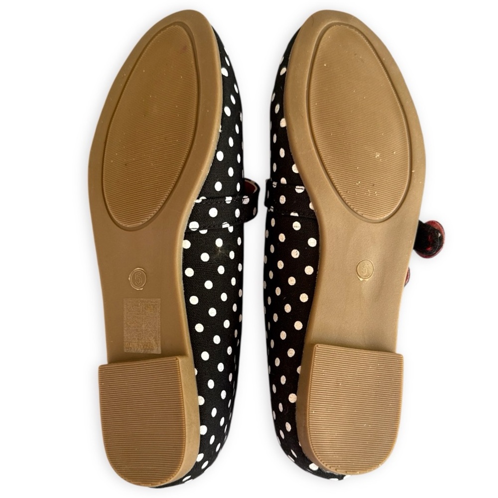 LULU HUN 50s Sally Cherry Polka Flats in Black - Picture 11 of 16